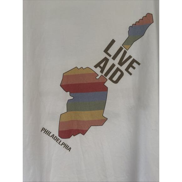 Men Live Aid 1985 Feed The World Concert Graphic Tee 3X White Philadelphia Shirt - Picture 2 of 6